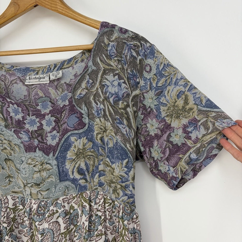 Nostalgia Vtg 90s Floral Dress M Cottagecore Fairy Grunge Boho Romantic Tiered - Picture 5 of 14